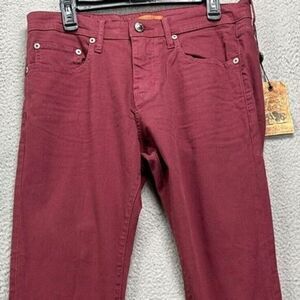 Stitchs Jeans Mens 33 Barfly Burgundy Slim Leg Denim 5-Pockets Stretch Denim NEW